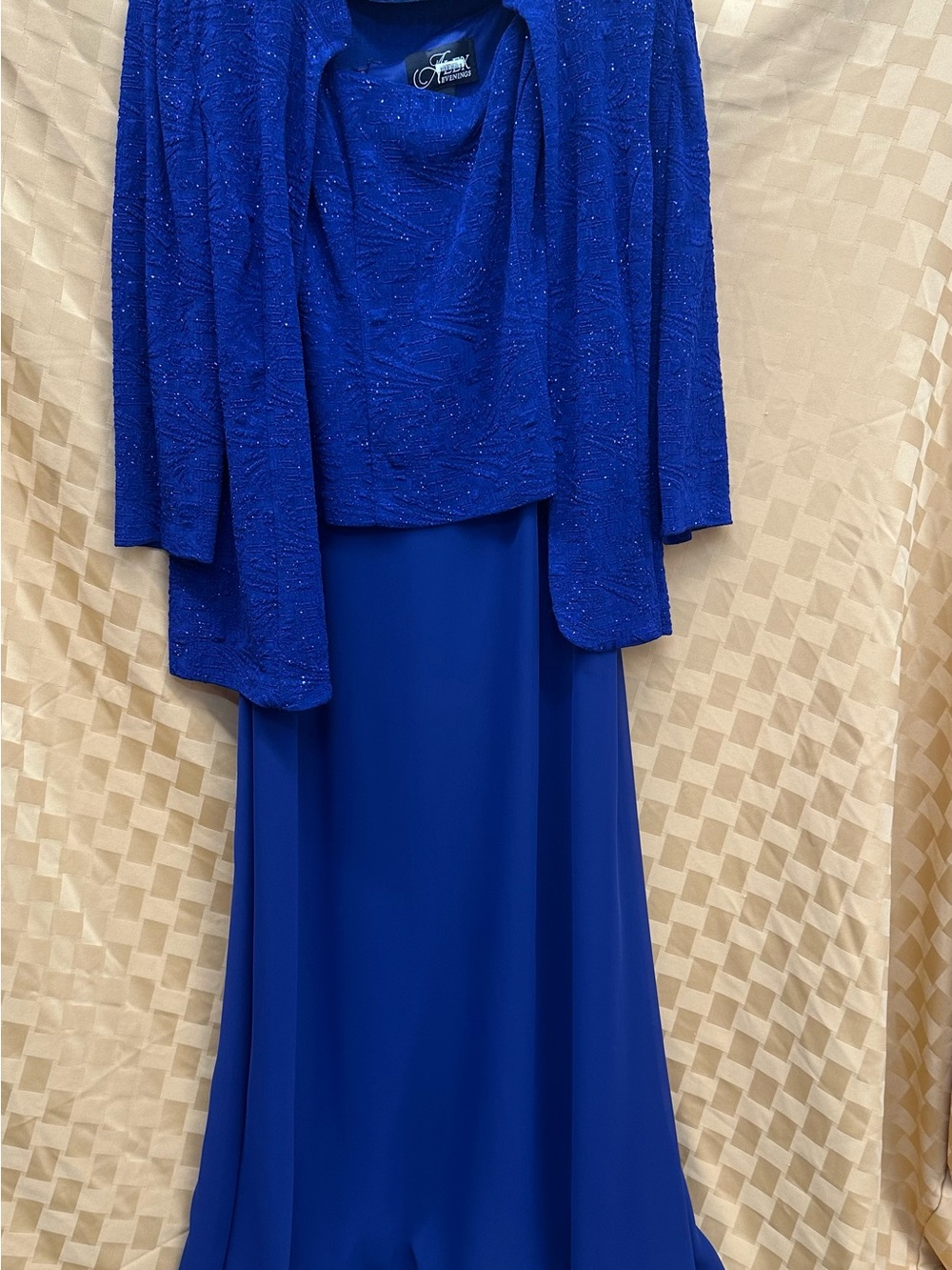 Alex Evenings Cobalt Blue Beaded Jacket Maxi Dress